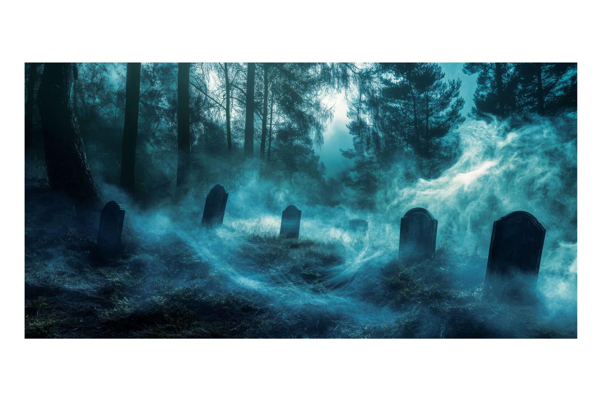 Mysterious Graveyard Frameless Backdrop