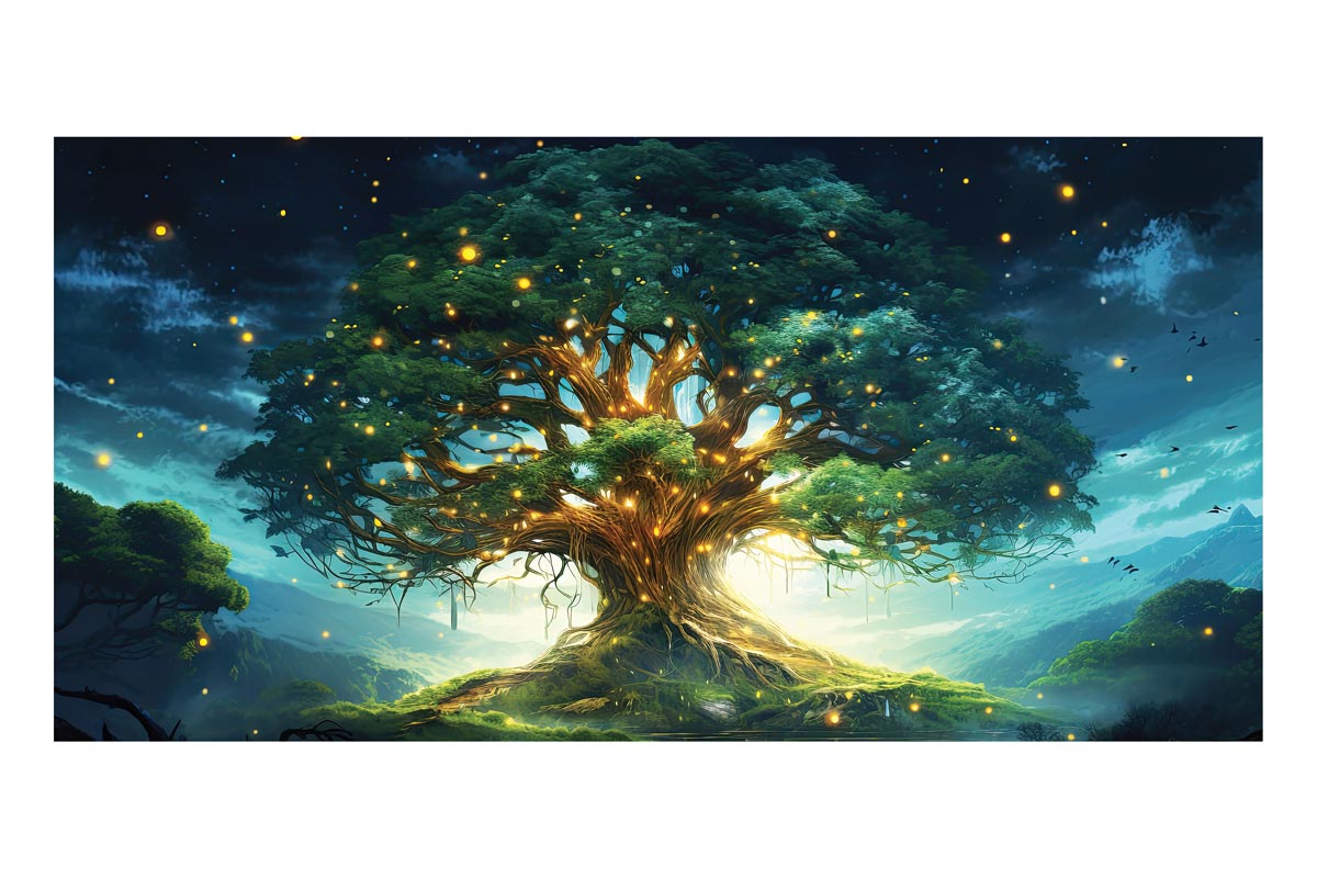 Magical Fantasy Tree Frameless Backdrop