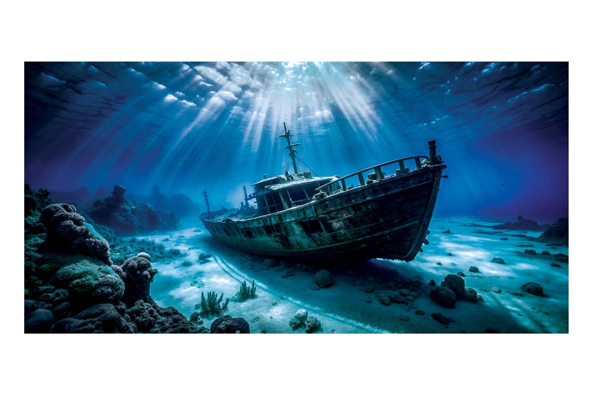 Underwater Shipwreck Frameless Backdrop