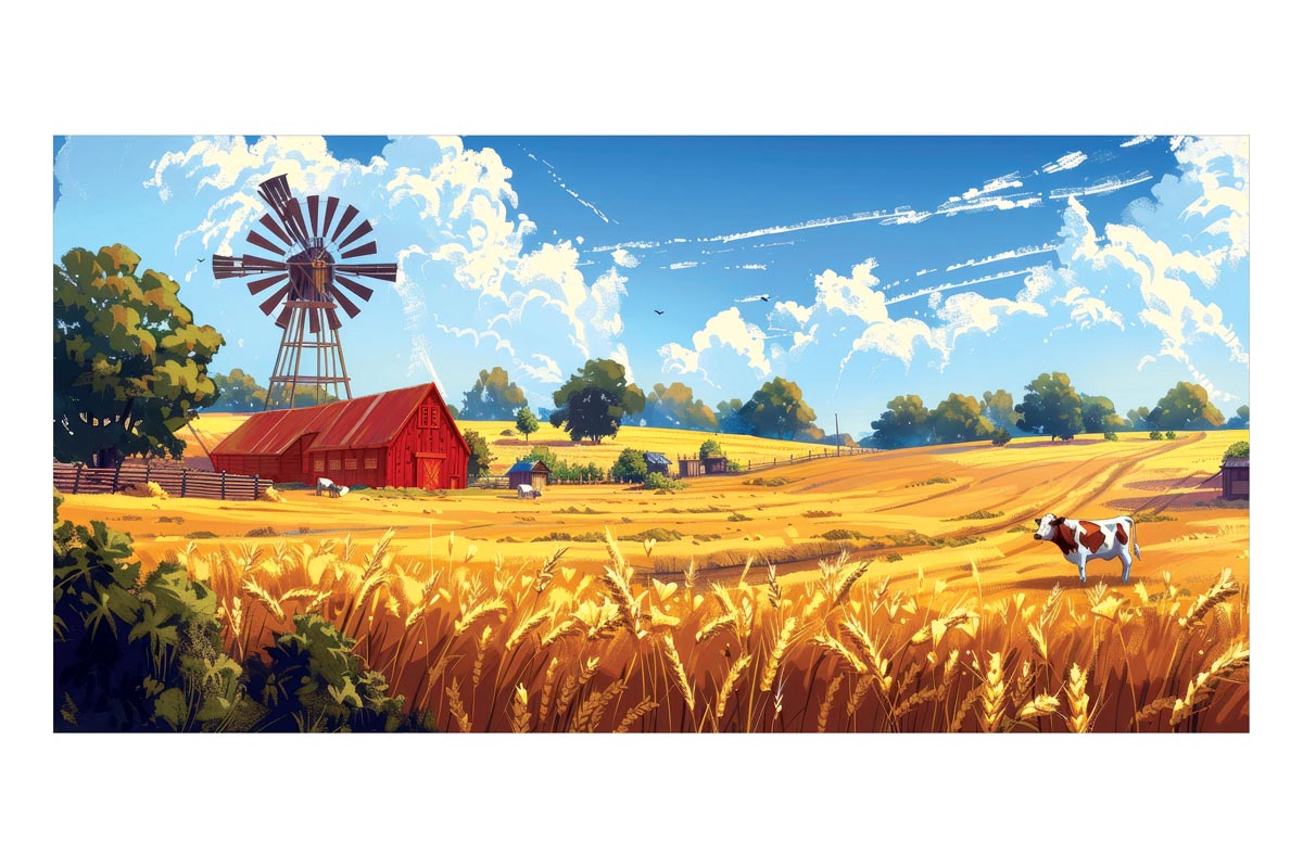 Western Farmland Frameless Backdrop