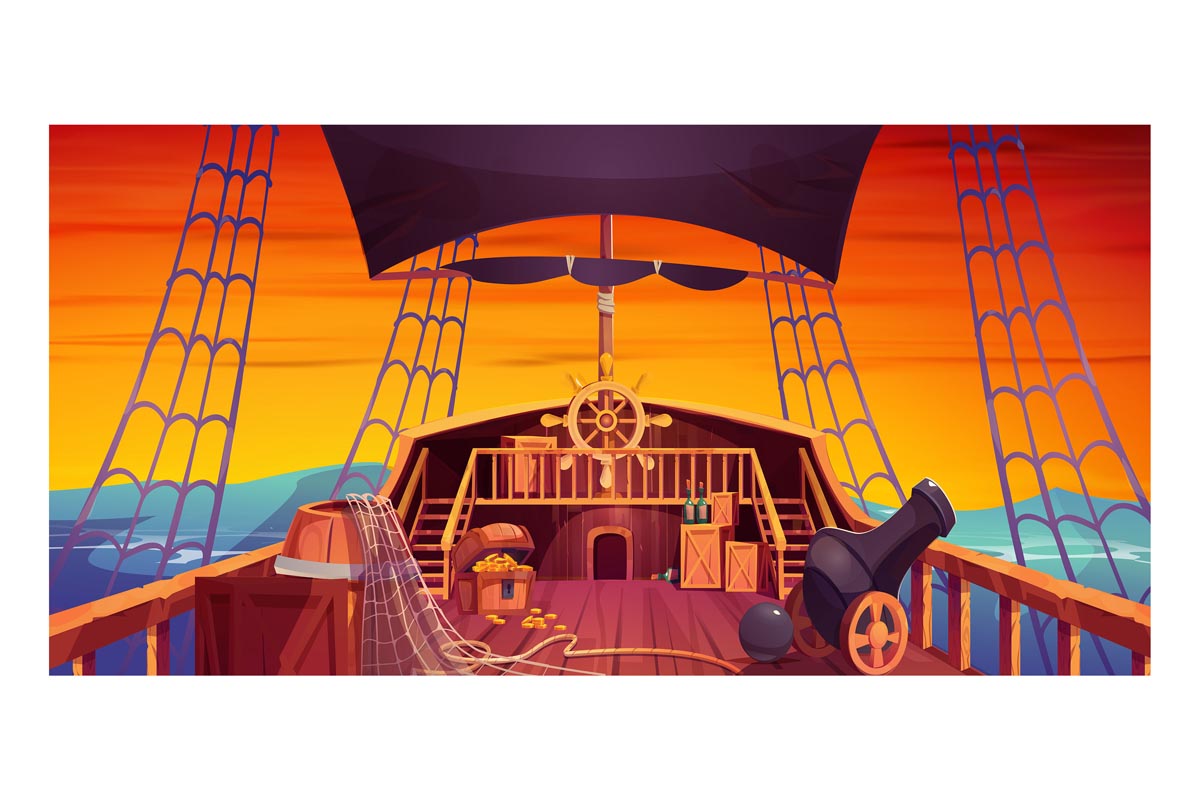 Pirate Ship Deck Frameless Backdrop