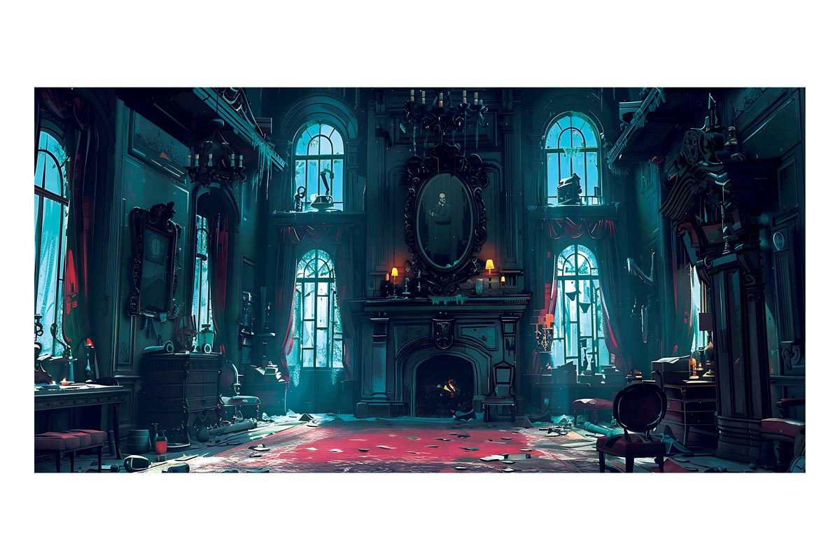Haunted Mansion Interior Frameless Backdrop