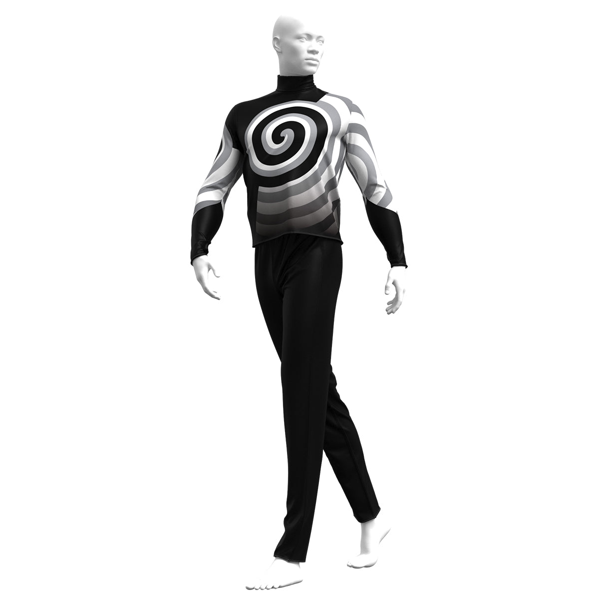 Black and White Spiral Basic Performance Top
