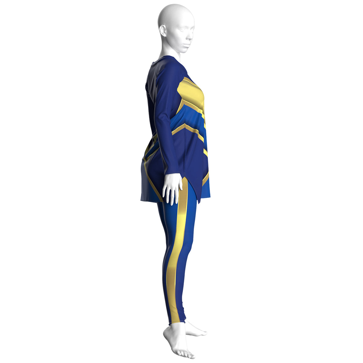 Blue & Gold Athletic Long Sleeve Half Shirt