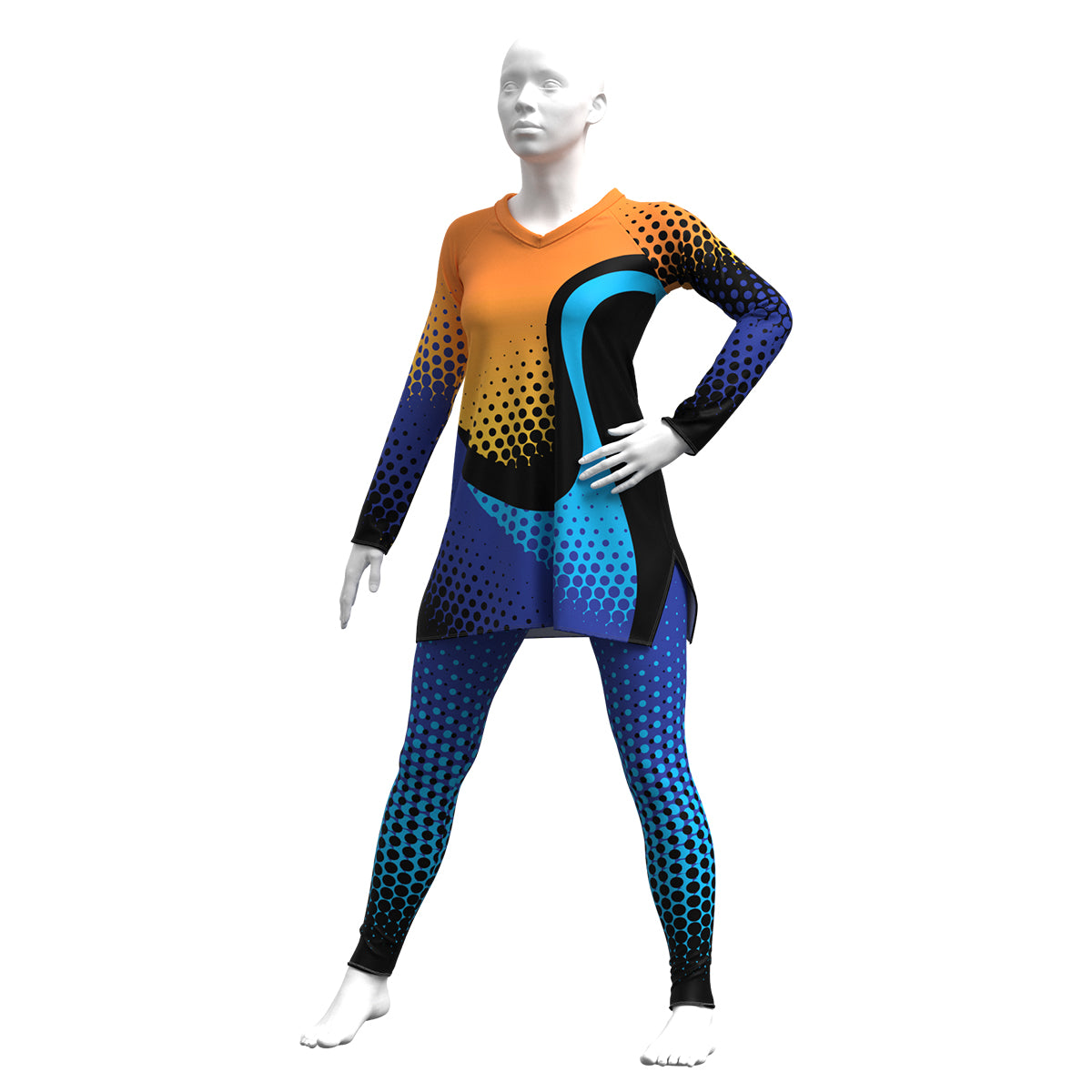 Blue & Orange Halftone Dress