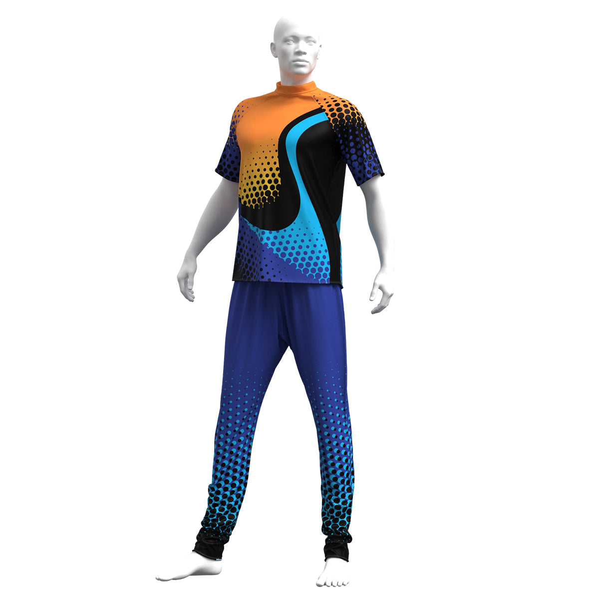 Blue & Orange Halftone Short Sleeve Base Top