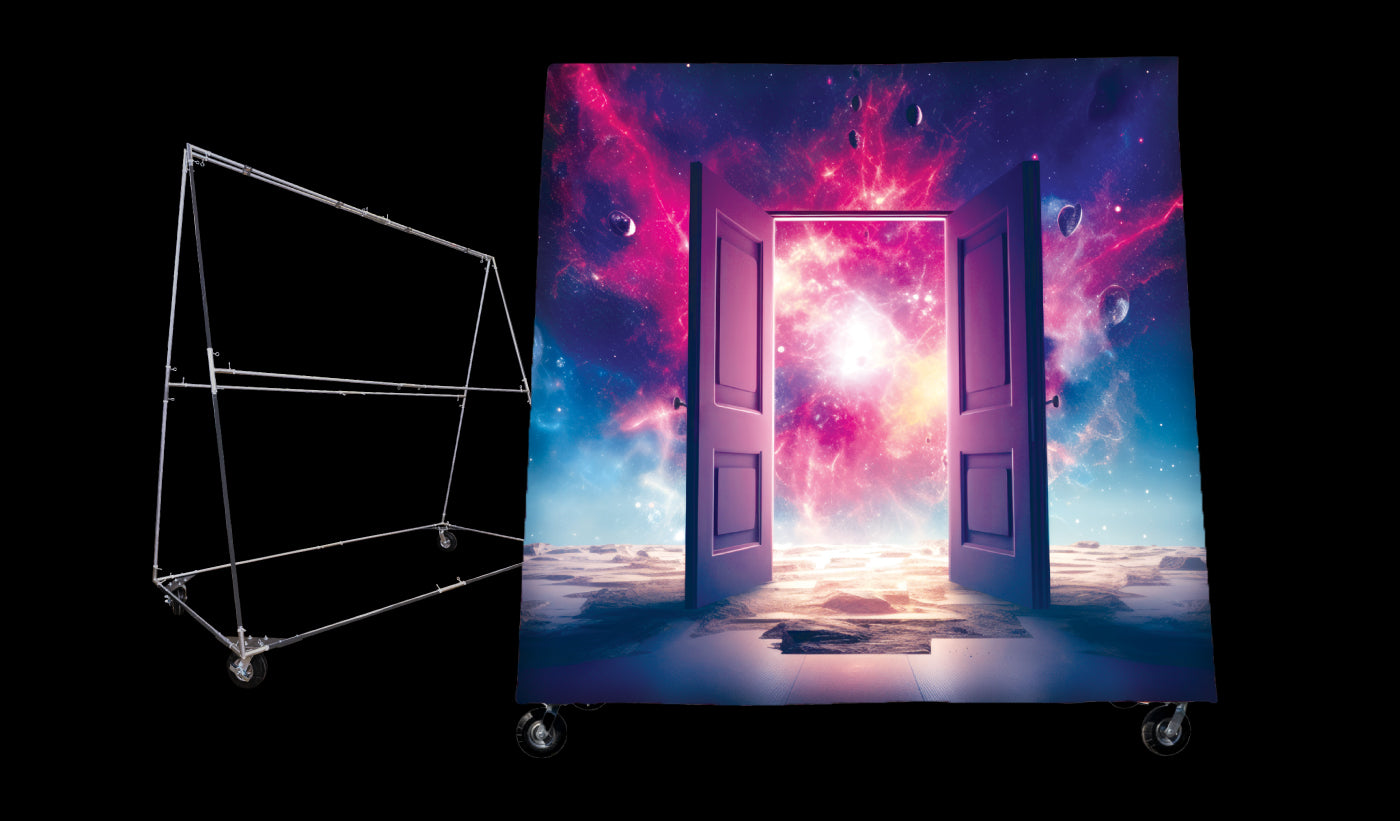 A-frame backdrops for marching band performances