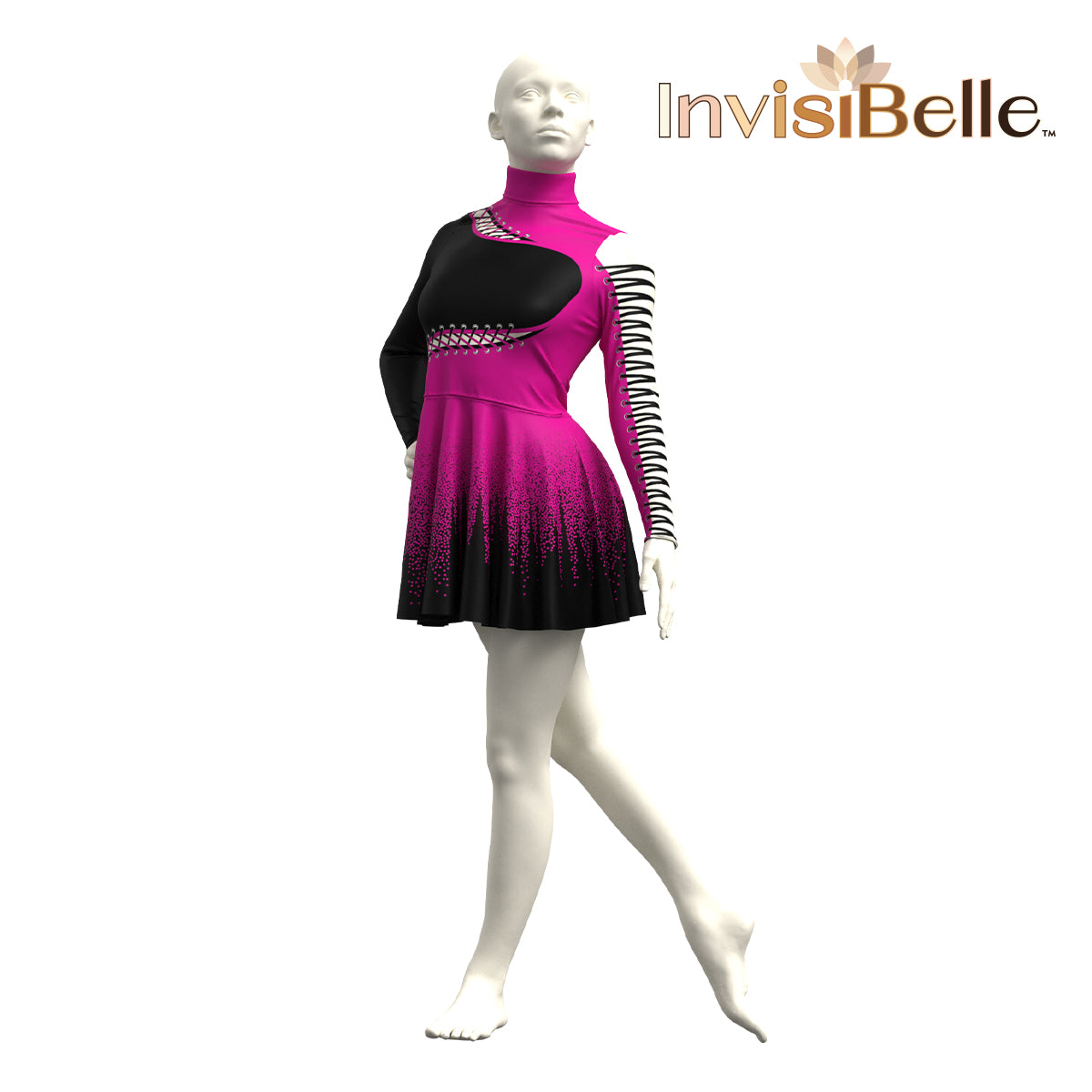InvisiBelle Black and Pink Laces Dress
