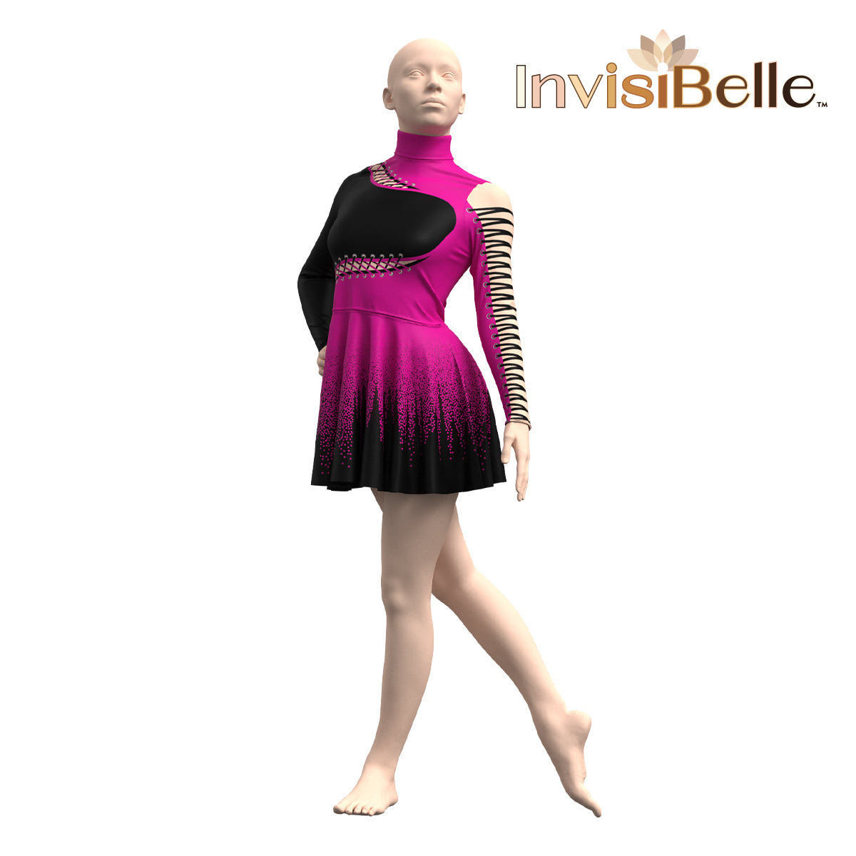 InvisiBelle Black and Pink Laces Dress