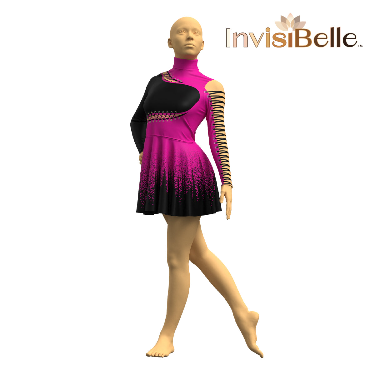 InvisiBelle Black and Pink Laces Dress