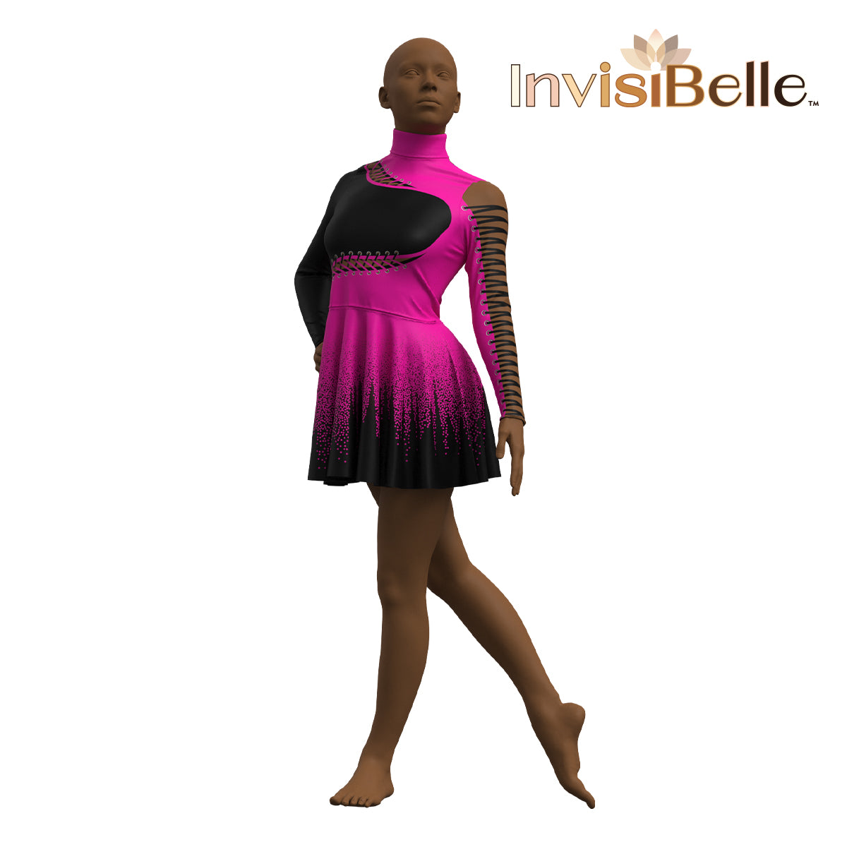 InvisiBelle Black and Pink Laces Dress