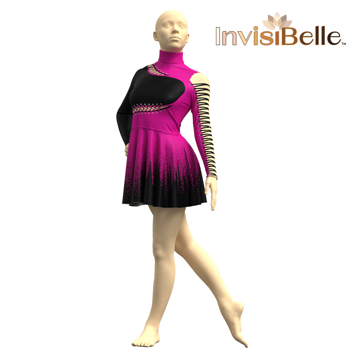 InvisiBelle Black and Pink Laces Dress