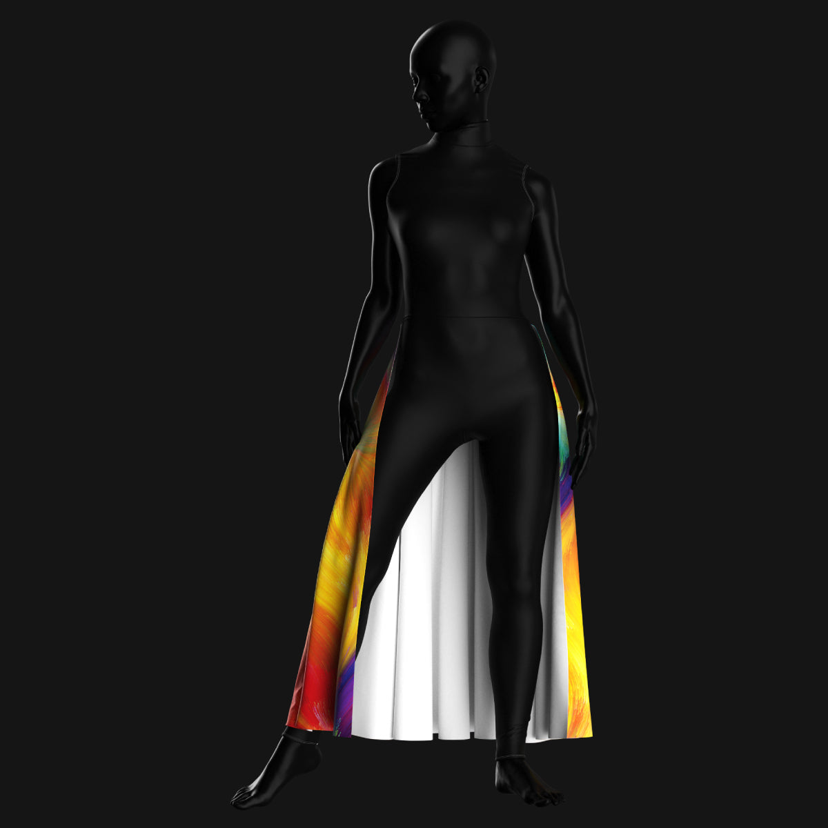 Printed color guard back skirt