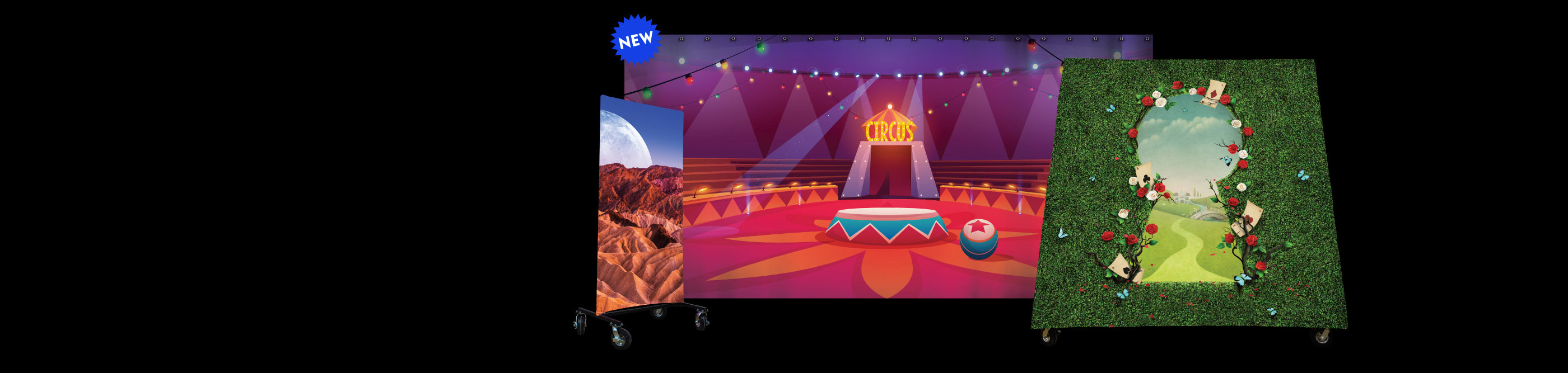 Wrinkle-resistant I-frame, A-frame, and Frameless Backdrops