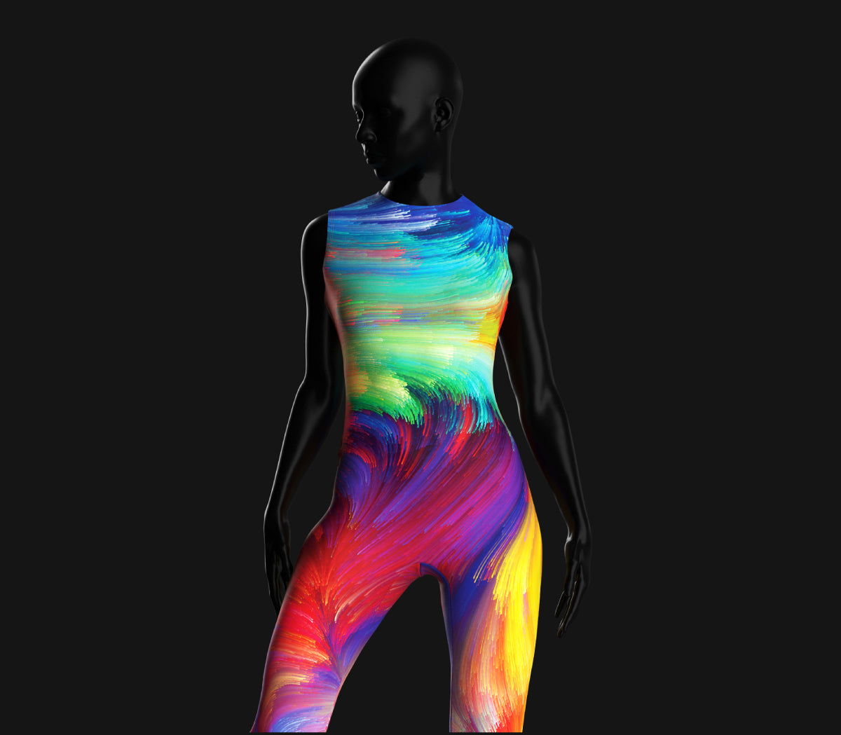 Printed color guard uniform with collarless neckline option