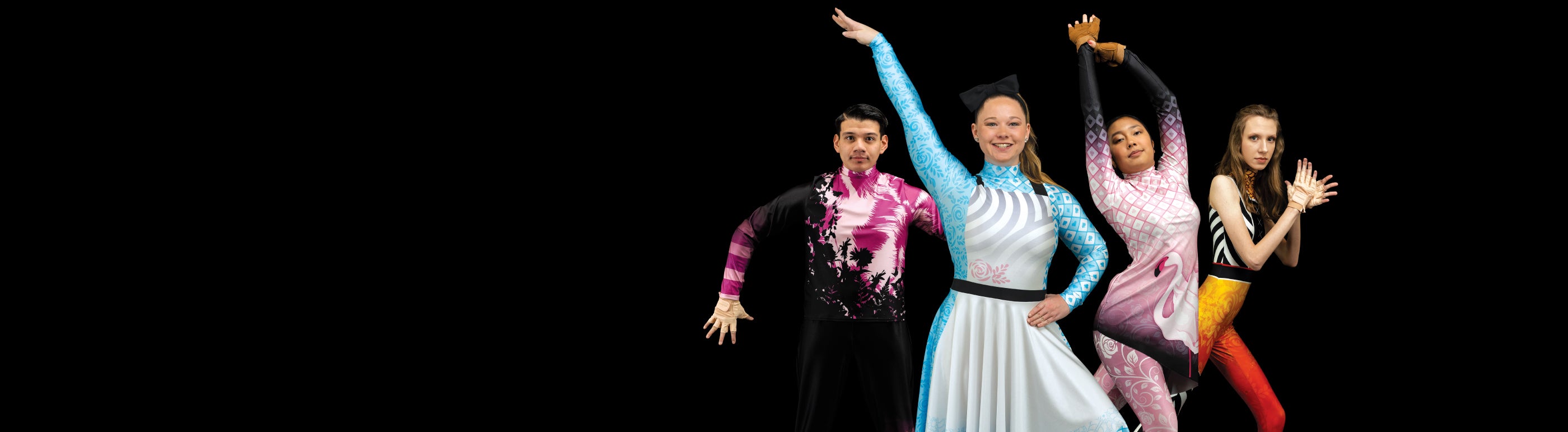 Group of high school students in color guard uniforms