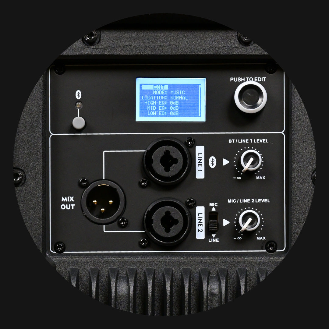 PA system loudspeaker Control Panel with built in DSP, EQ, and Bluetooth