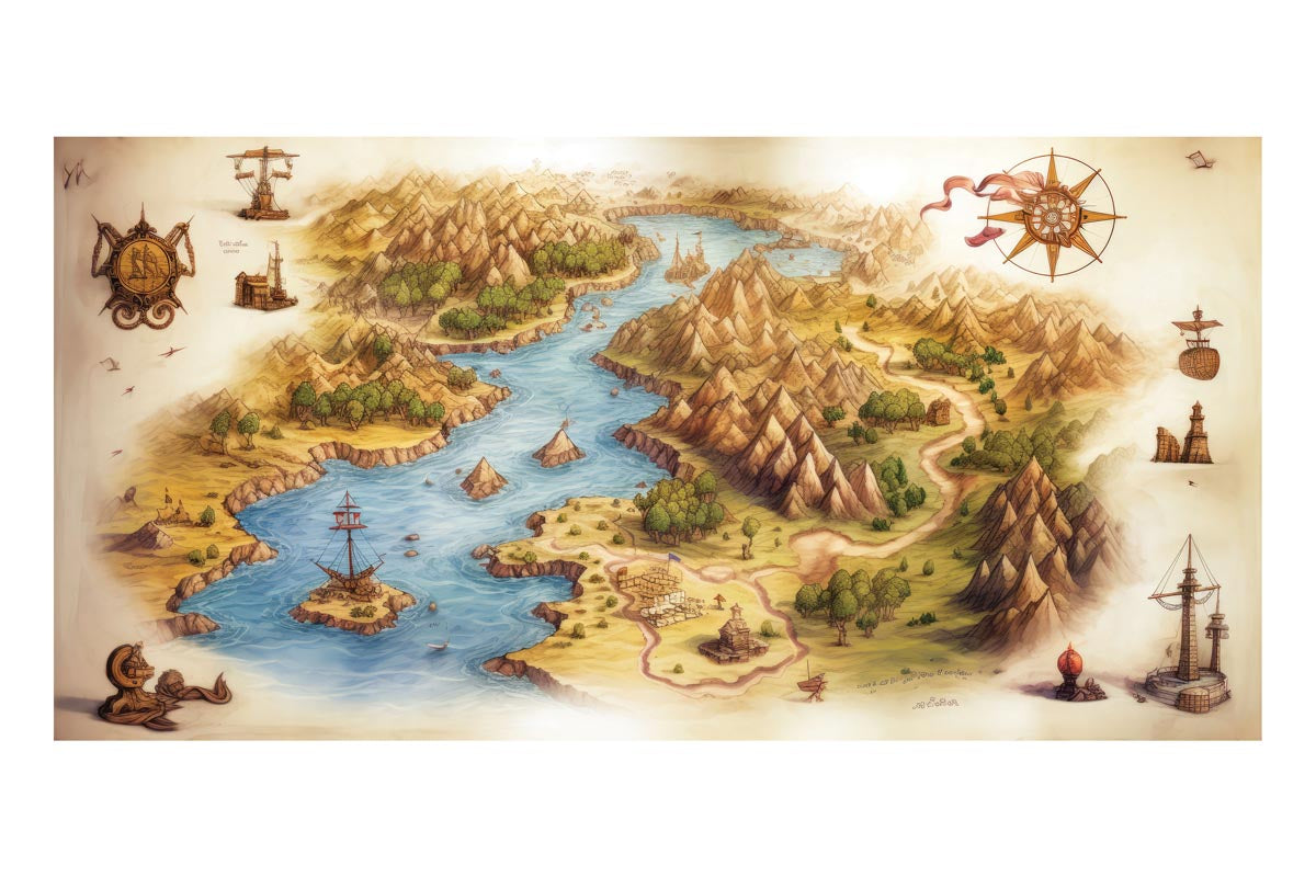 Treasure Map Frameless Backdrop