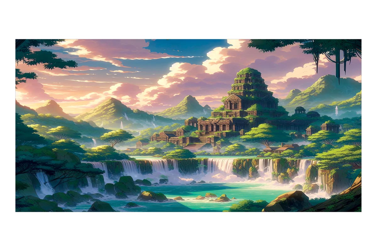 Jungle Temple Frameless Backdrop