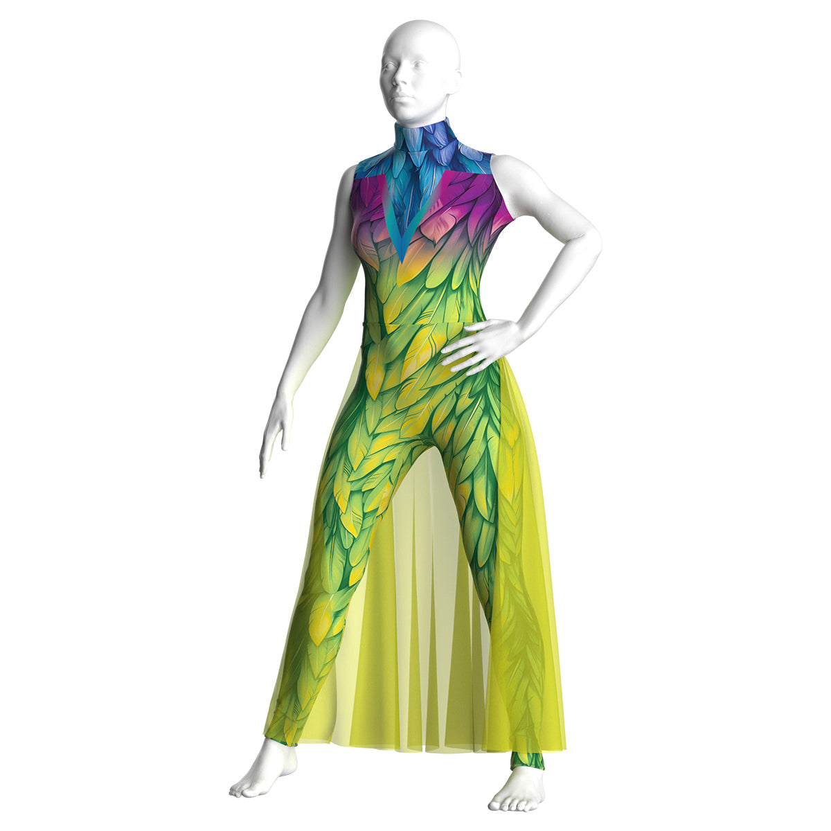 Rainbow Feathers Unitard