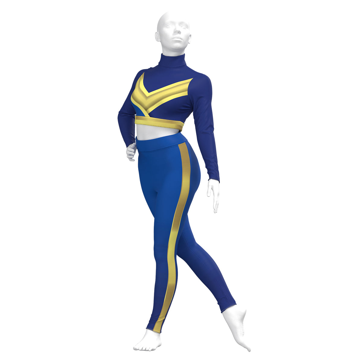 Blue & Gold Athletic Long Sleeve Half Shirt