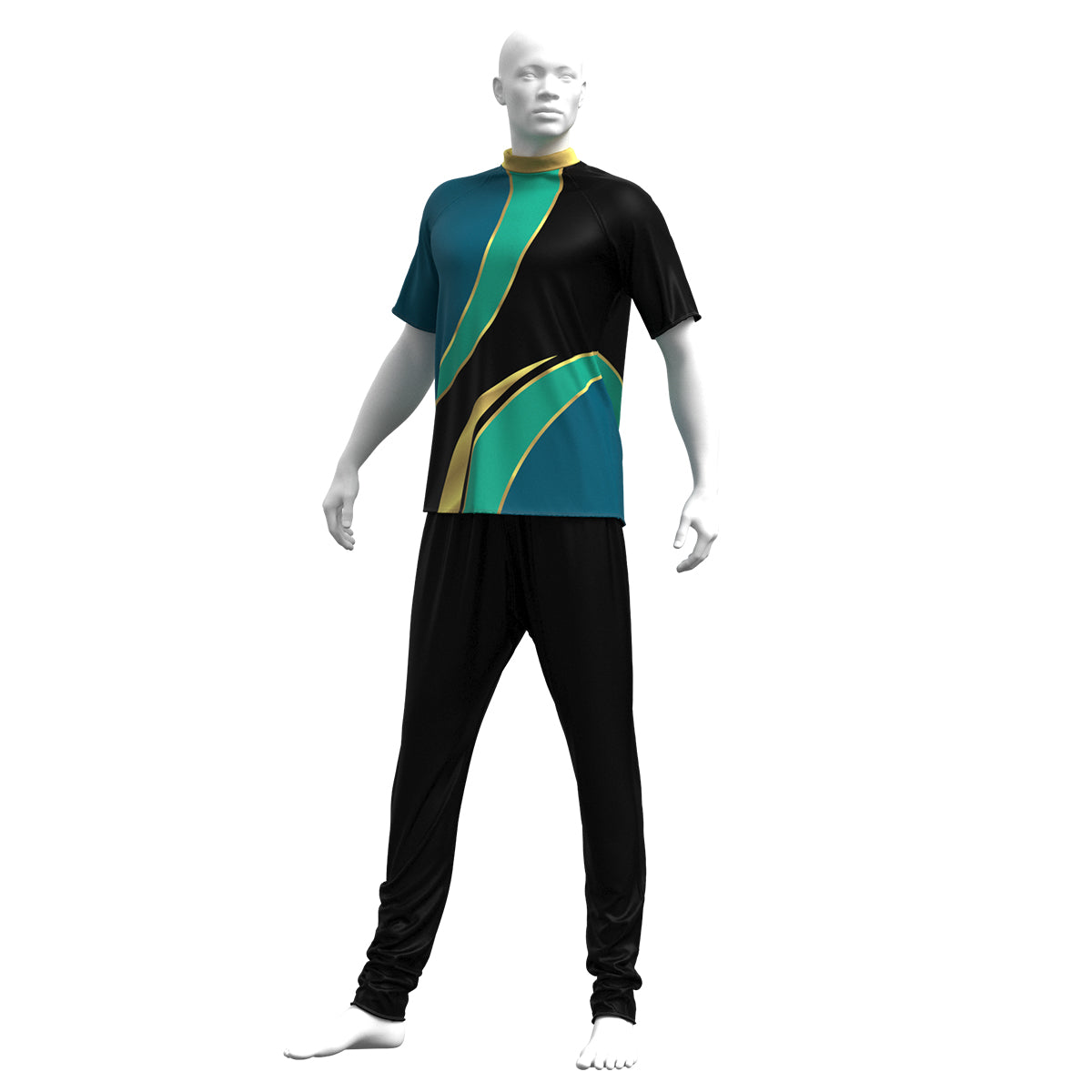 Gold & Teal Athletic Short Sleeve Base Top