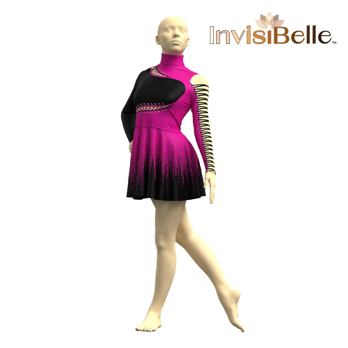 InvisiBelle Black and Pink Laces Dress