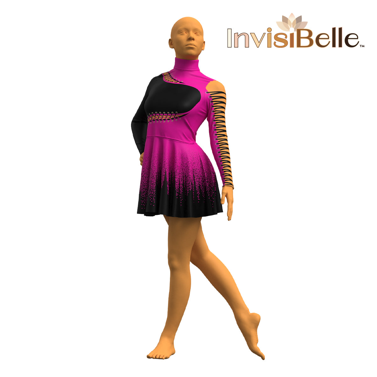 InvisiBelle Black and Pink Laces Dress