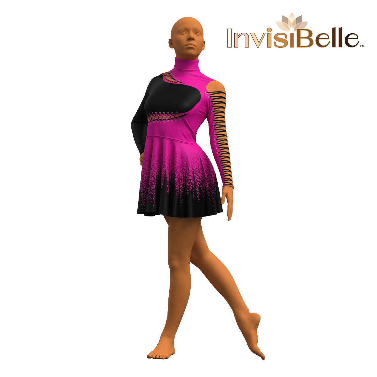 InvisiBelle Black and Pink Laces Dress