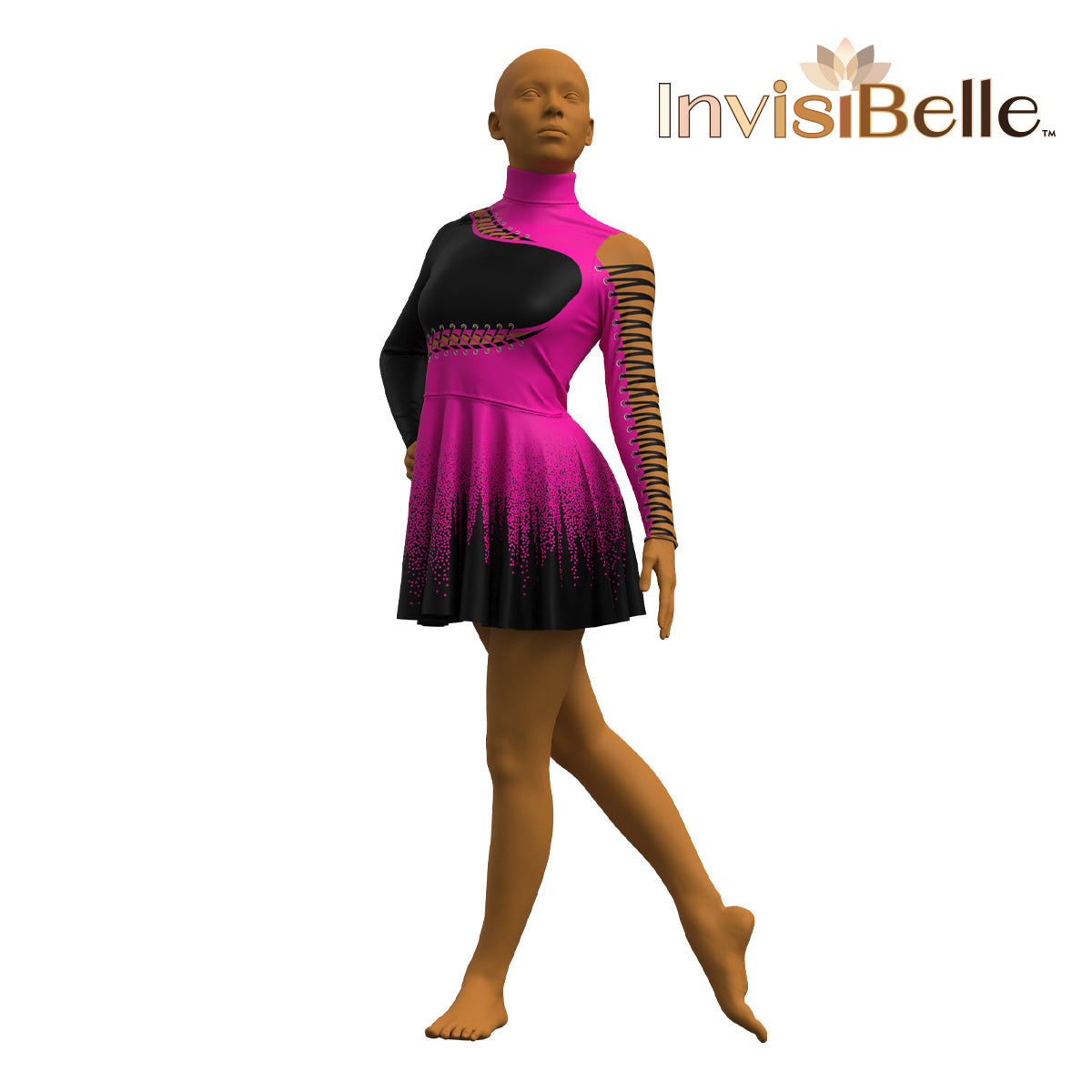 InvisiBelle Black and Pink Laces Dress