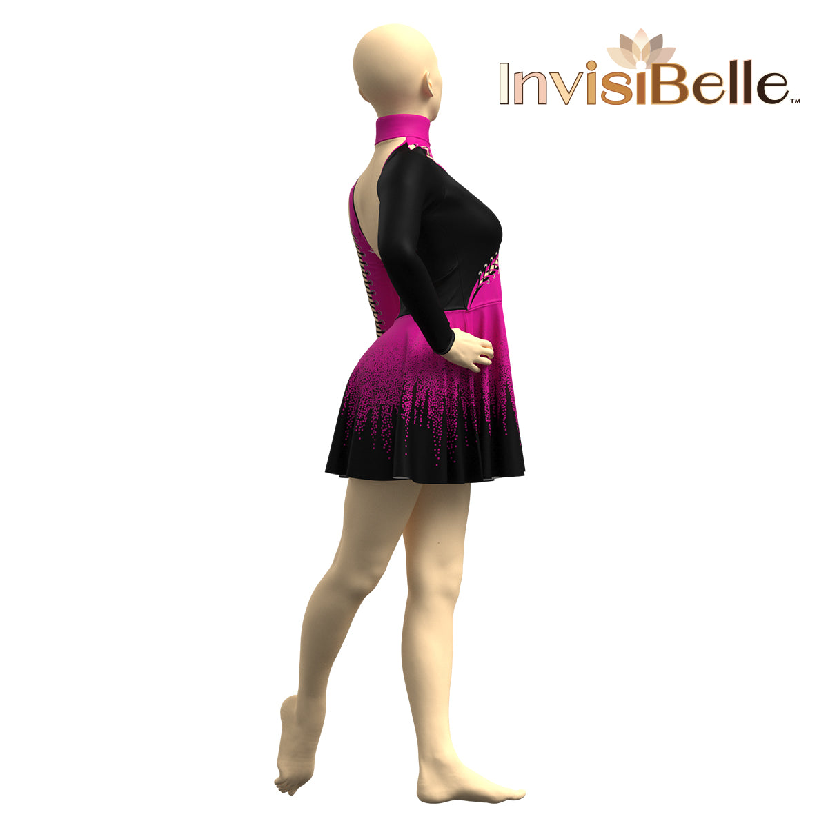InvisiBelle Black and Pink Laces Dress
