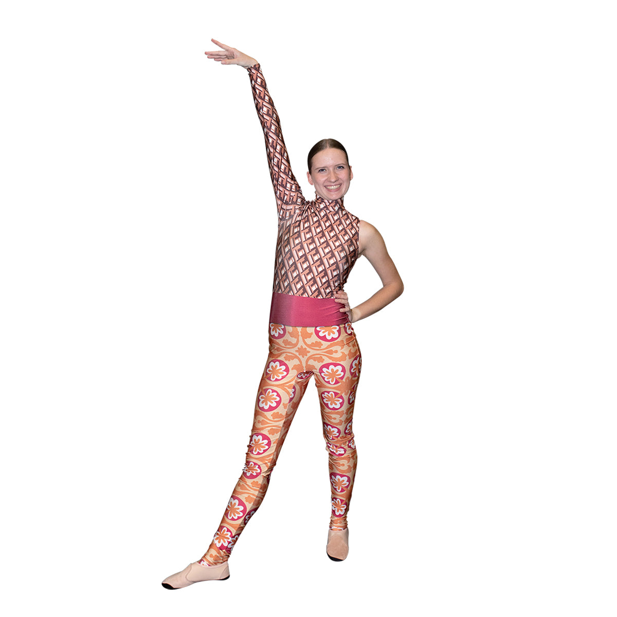 Orange Pattern Power Unitard