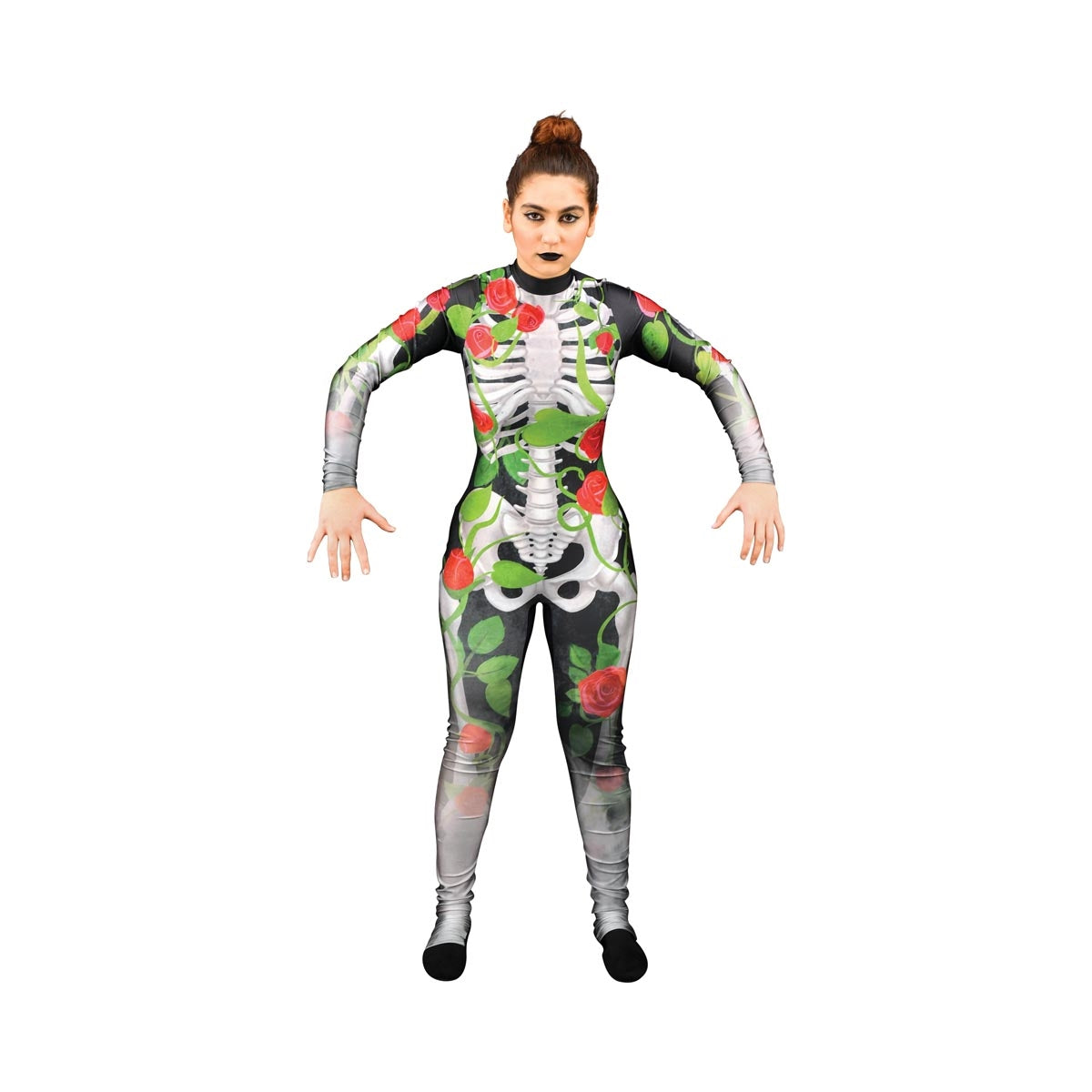 Rose and skeleton color guard costume